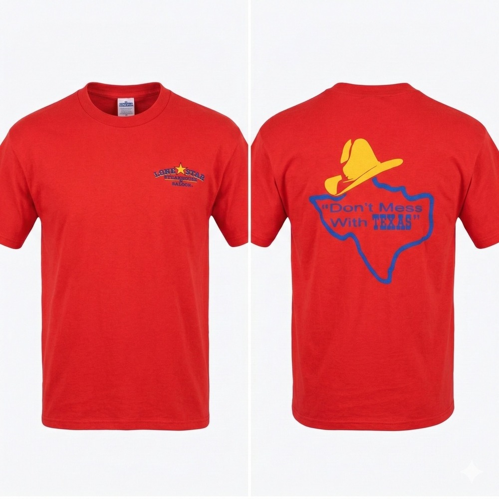 Lone‎ Star Steakhouse Shirt Mens Large Red "Don't Mess With Texas" Graphic Retro